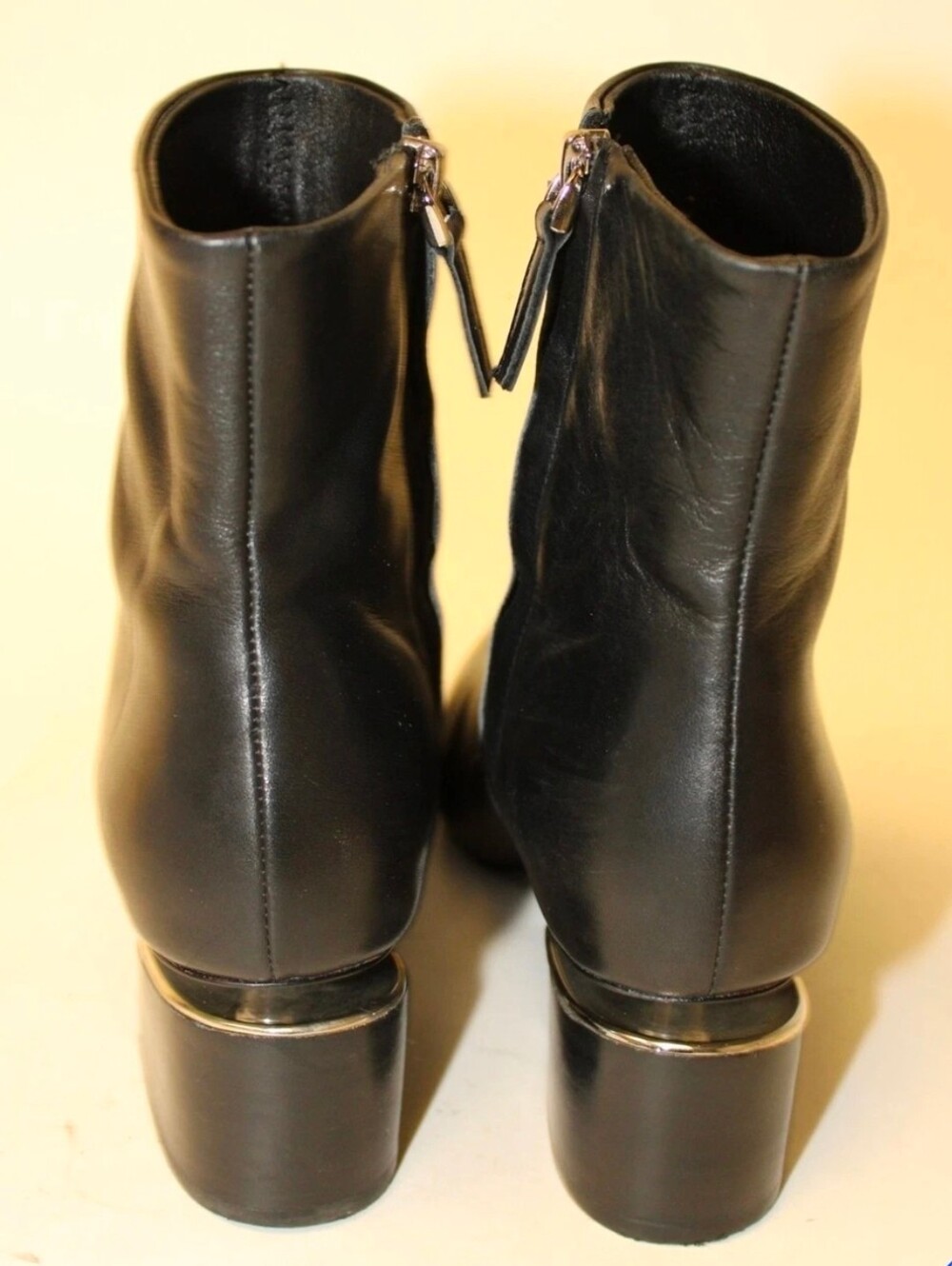 Alexander Wang Black Leather Pointed Ankle Boots w Lifted Silver Heel Accent 8 - Picture 7 of 14
